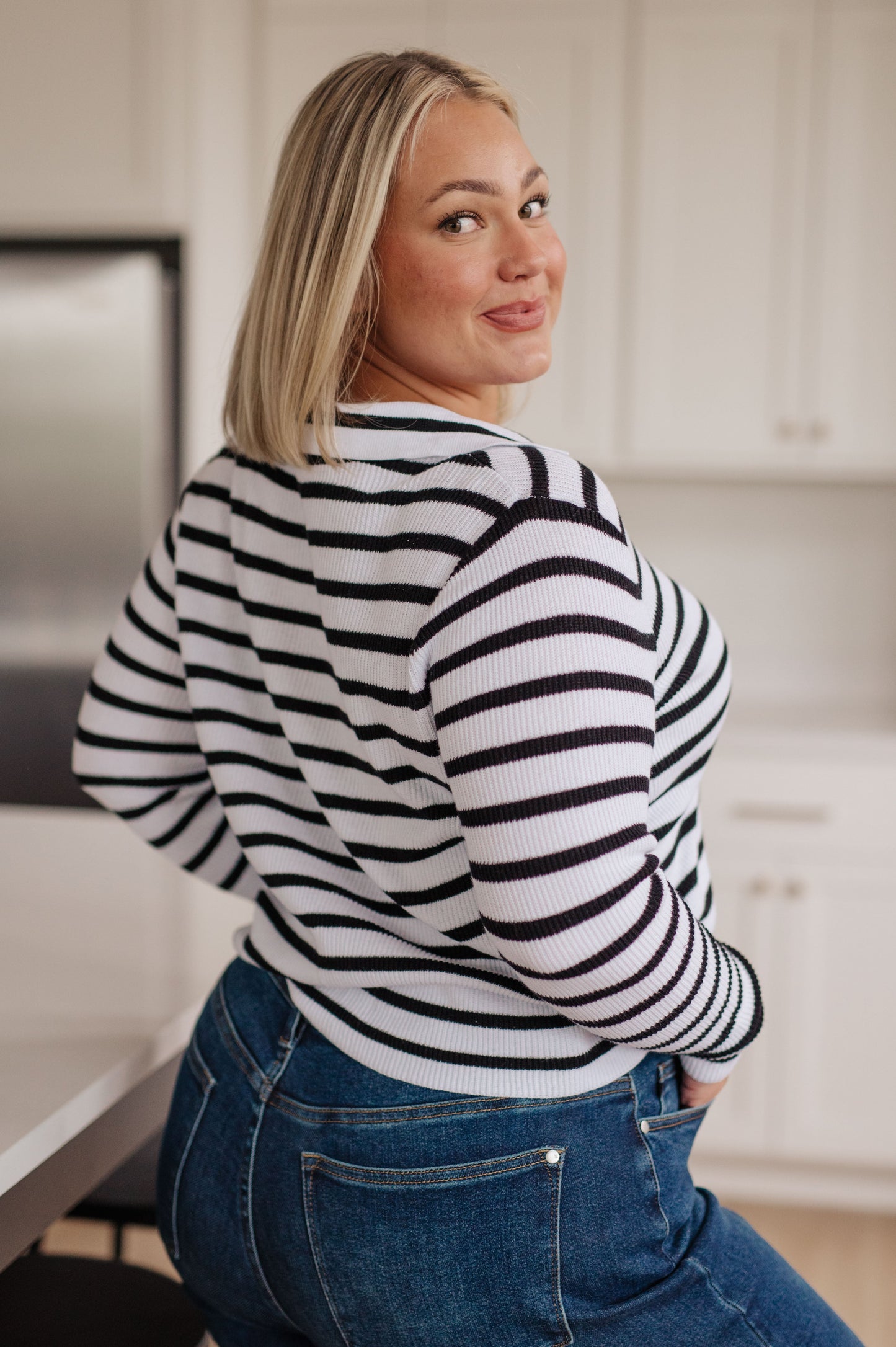 Self Improvement V-Neck Striped Sweater - G Marie's Boutique 