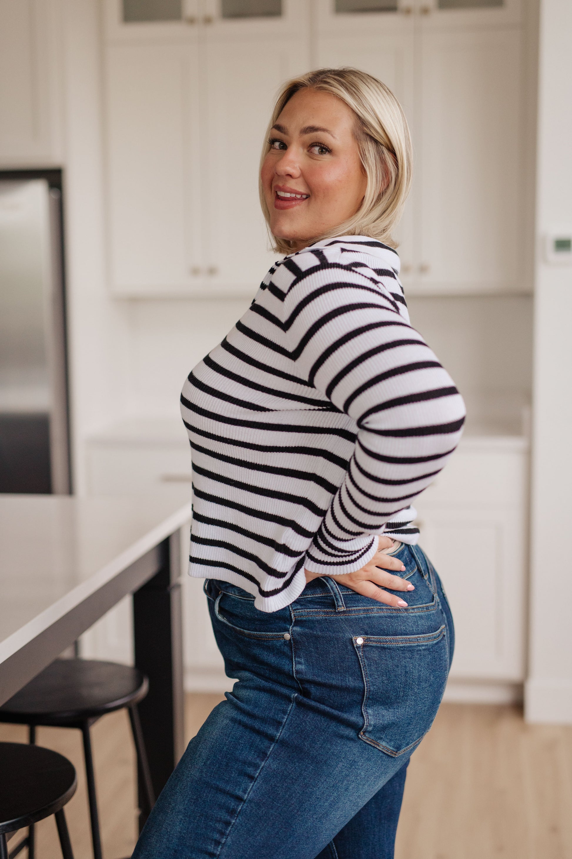 Self Improvement V-Neck Striped Sweater - G Marie's Boutique 