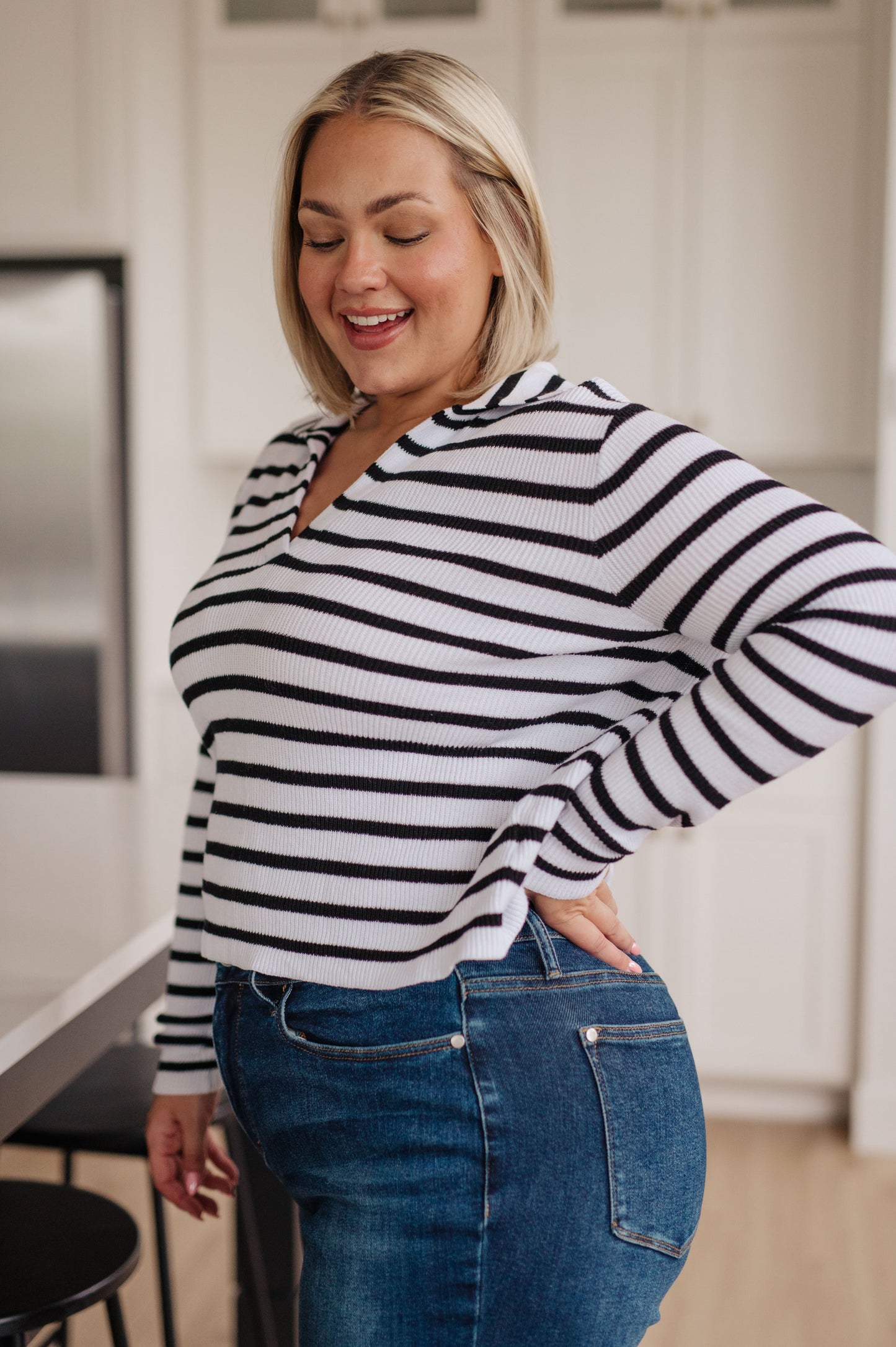 Self Improvement V-Neck Striped Sweater - G Marie's Boutique 