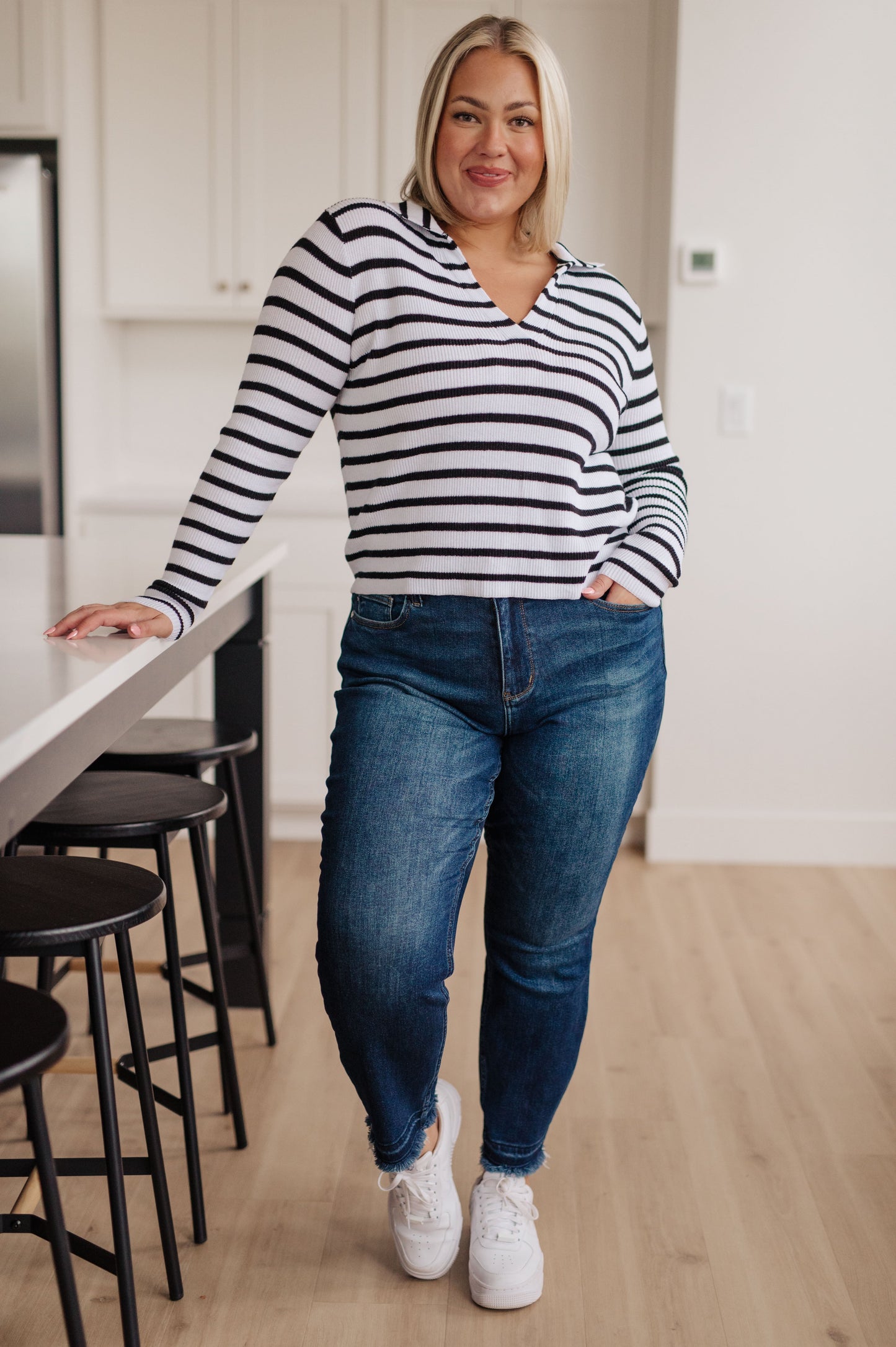 Self Improvement V-Neck Striped Sweater - G Marie's Boutique 