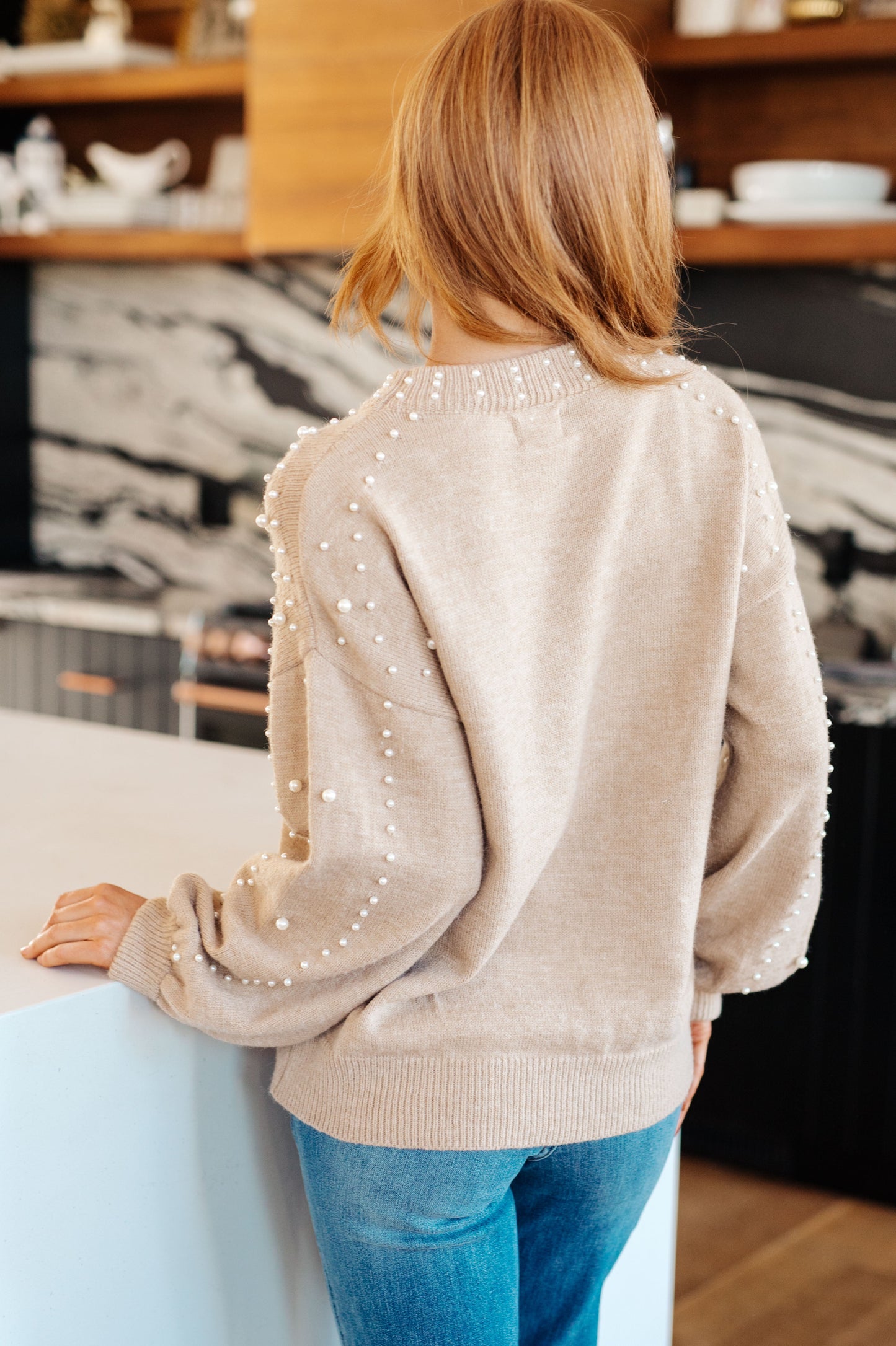 String Me Along Pearl Accent Sweater - G Marie's Boutique 