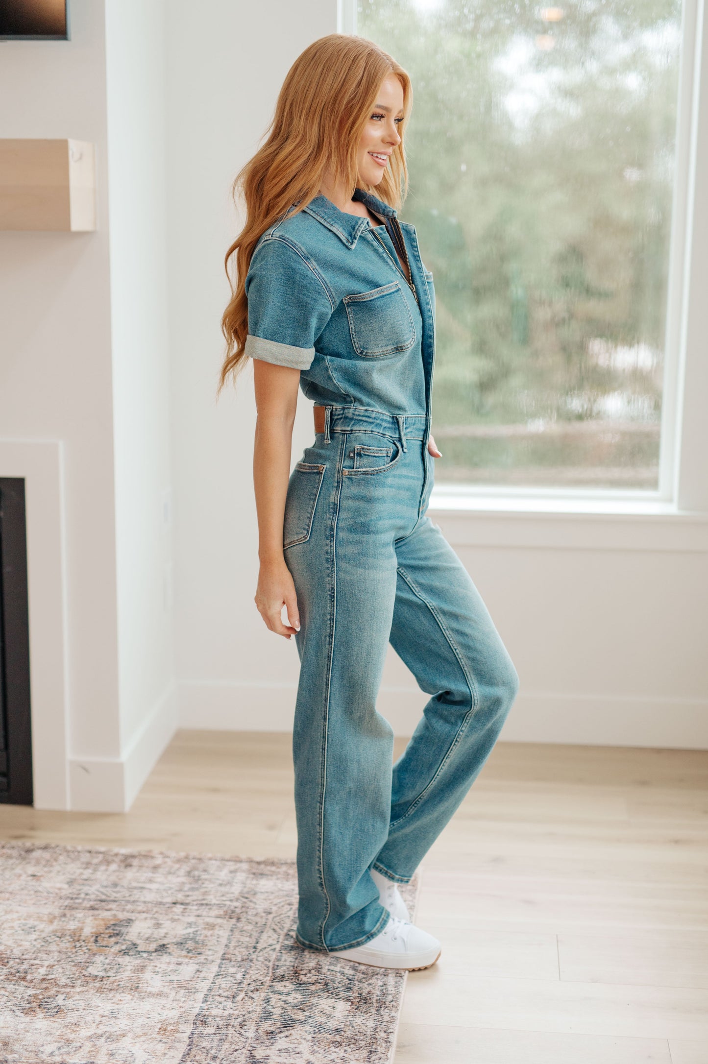 Sylvia Short Sleeve Denim Jumpsuit - G Marie's Boutique 