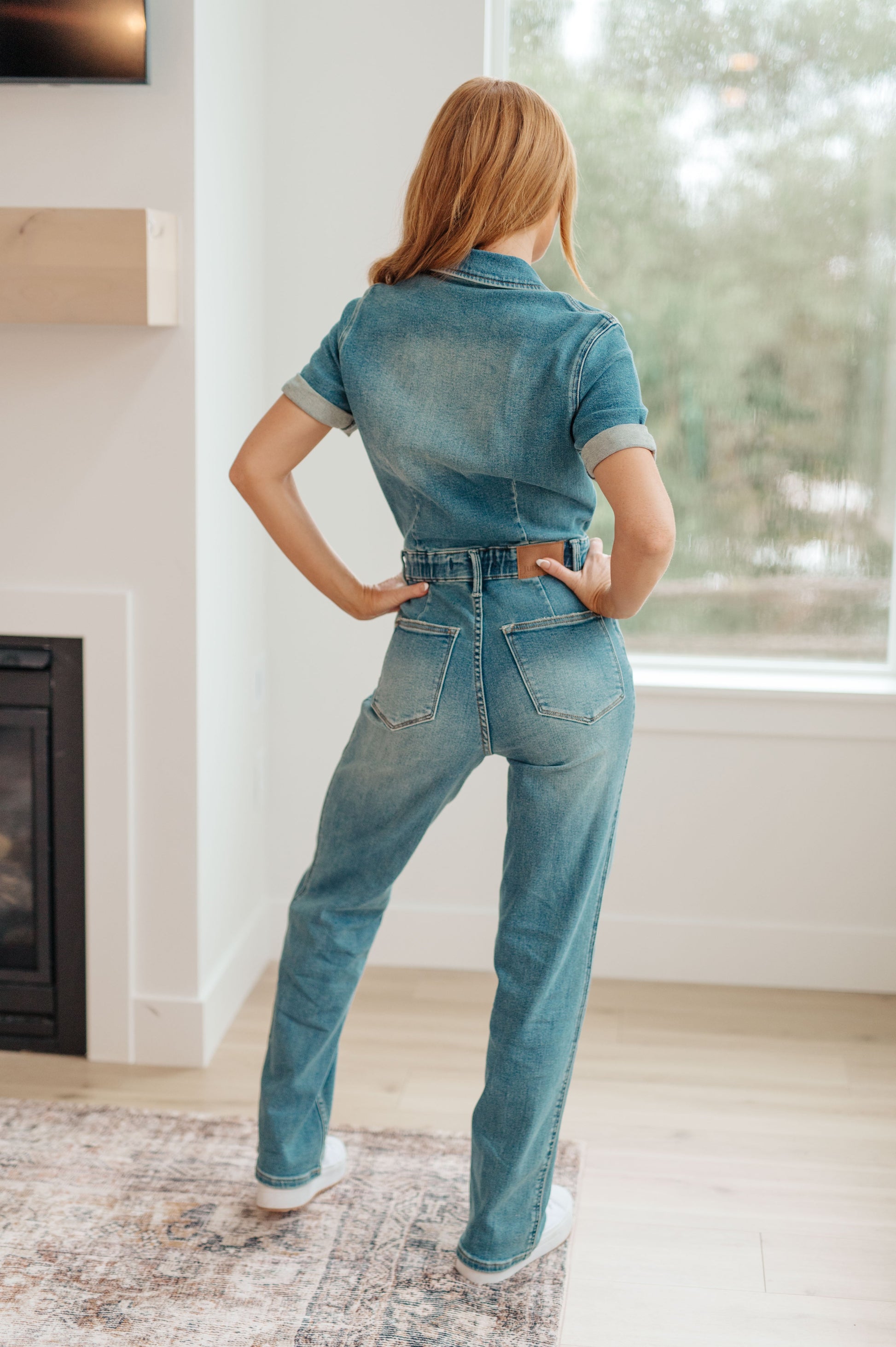 Sylvia Short Sleeve Denim Jumpsuit - G Marie's Boutique 