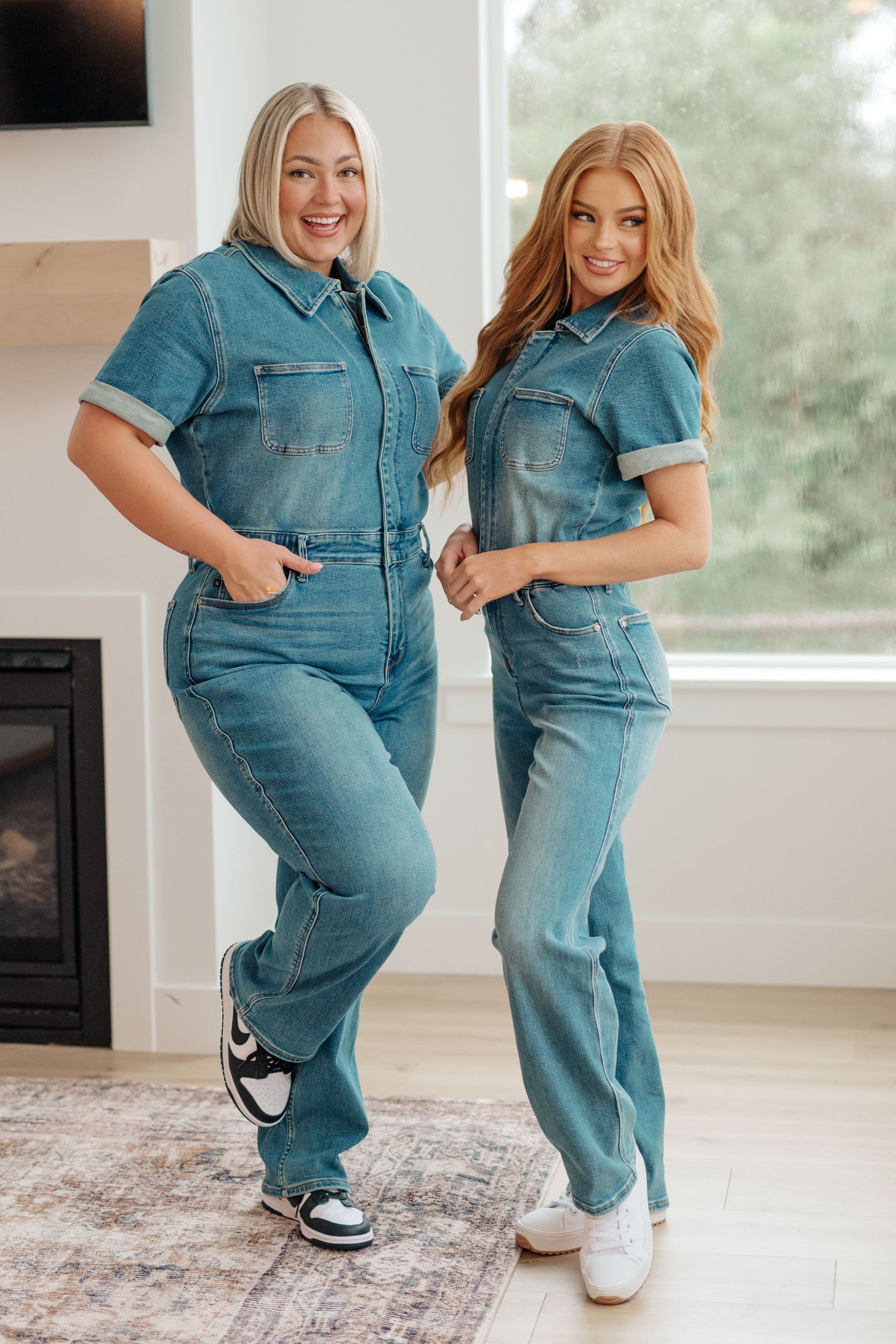 Sylvia Short Sleeve Denim Jumpsuit - G Marie's Boutique 