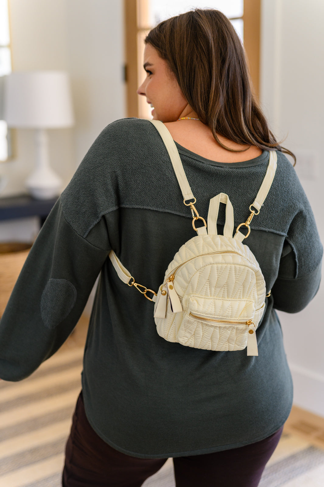 Take It With You Quilted Mini Backpack in Cream - G Marie's Boutique 