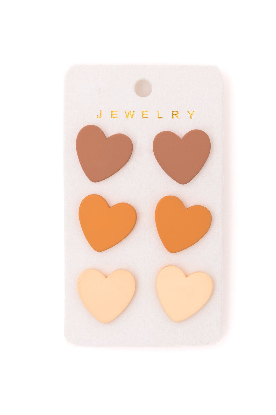 Triple Hearts Studs in Brown - G Marie's Boutique 