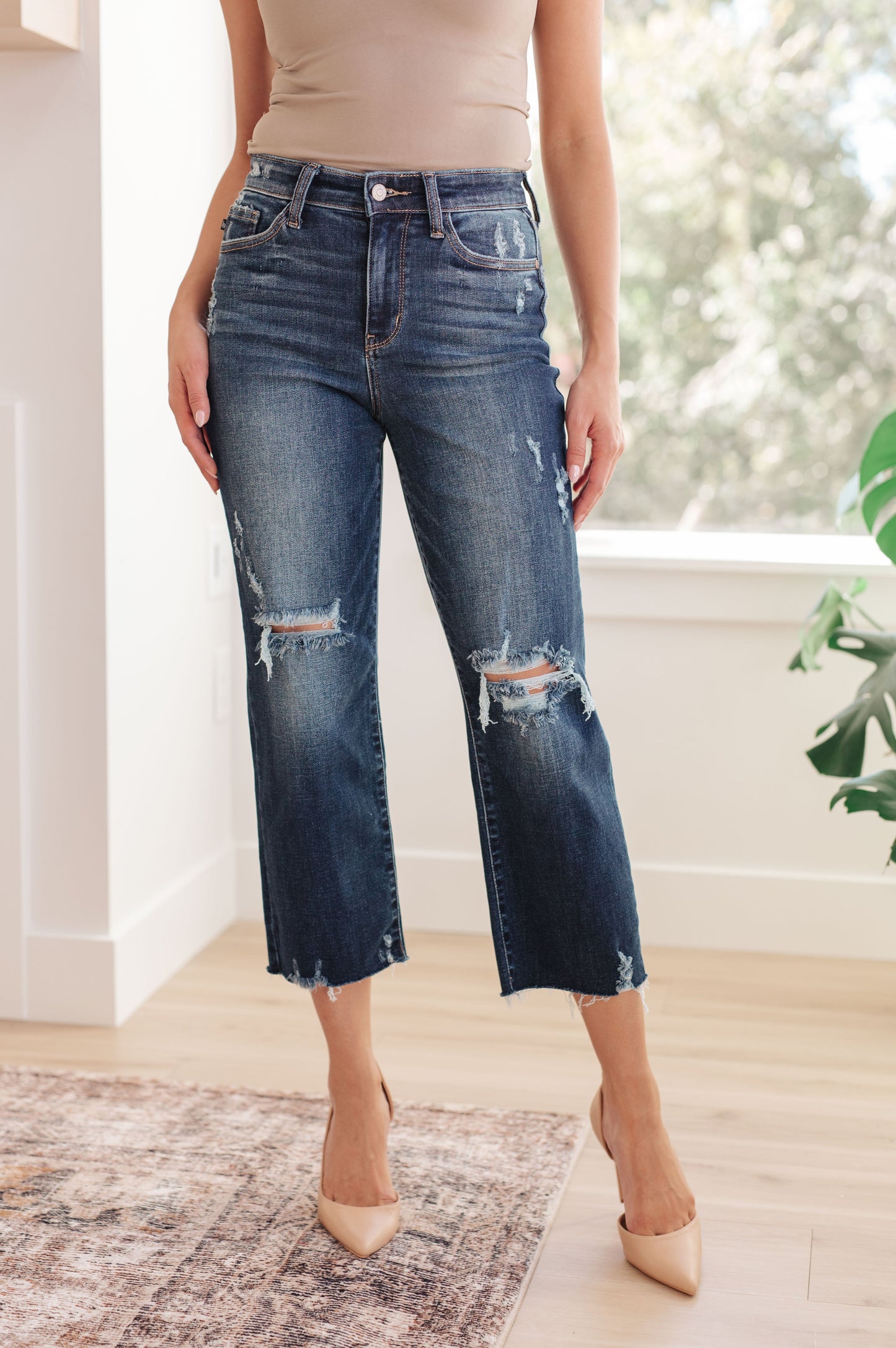 Whitney High Rise Distressed Wide Leg Crop Jeans - G Marie's Boutique 