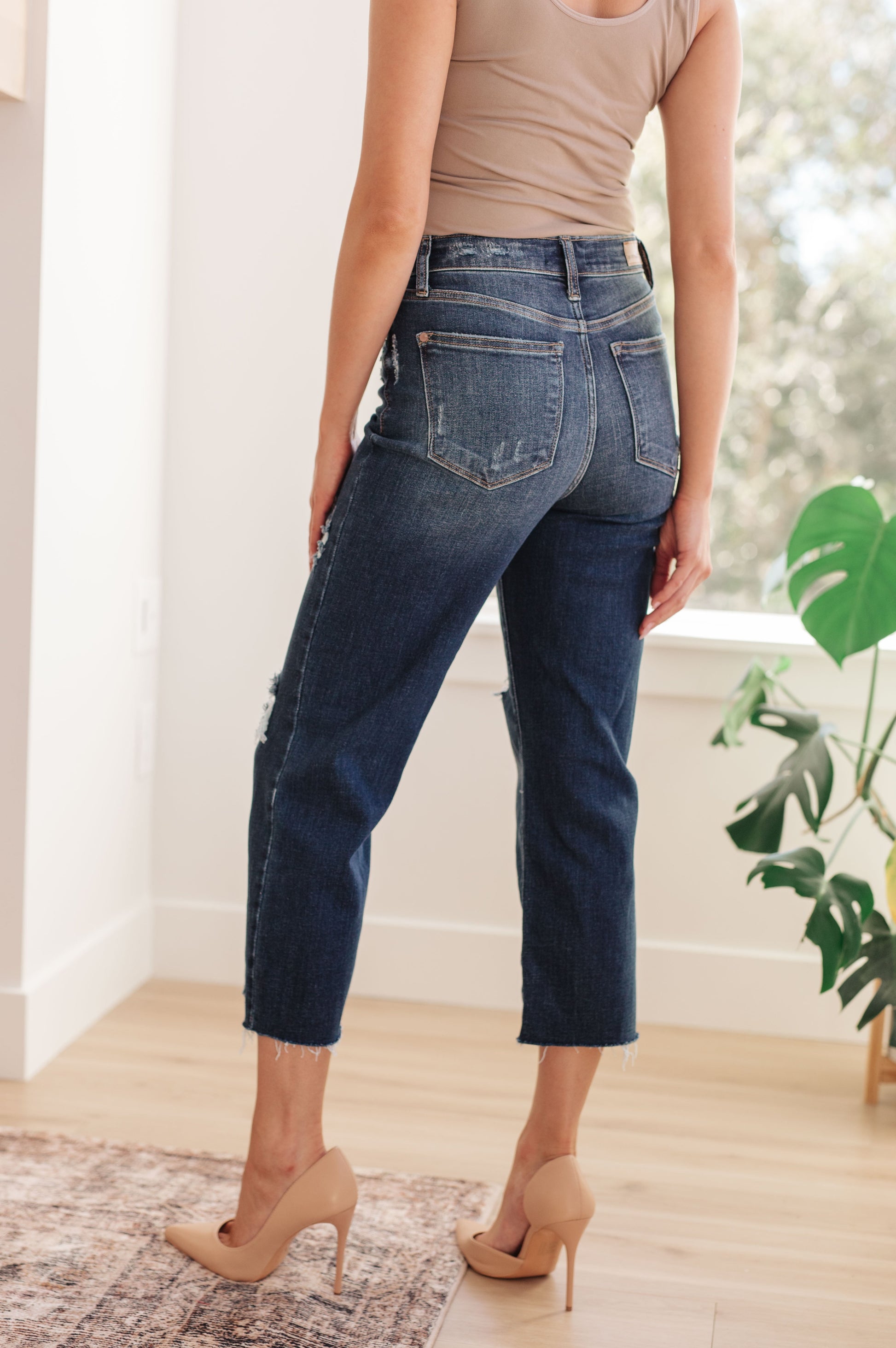 Whitney High Rise Distressed Wide Leg Crop Jeans - G Marie's Boutique 