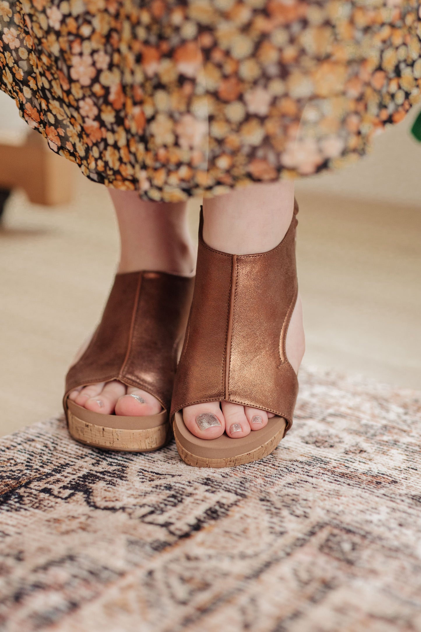 Walk This Way Wedge Sandals in Antique Bronze - G Marie's Boutique 