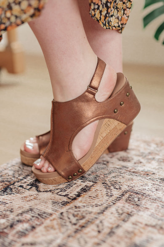 Walk This Way Wedge Sandals in Antique Bronze - G Marie's Boutique 