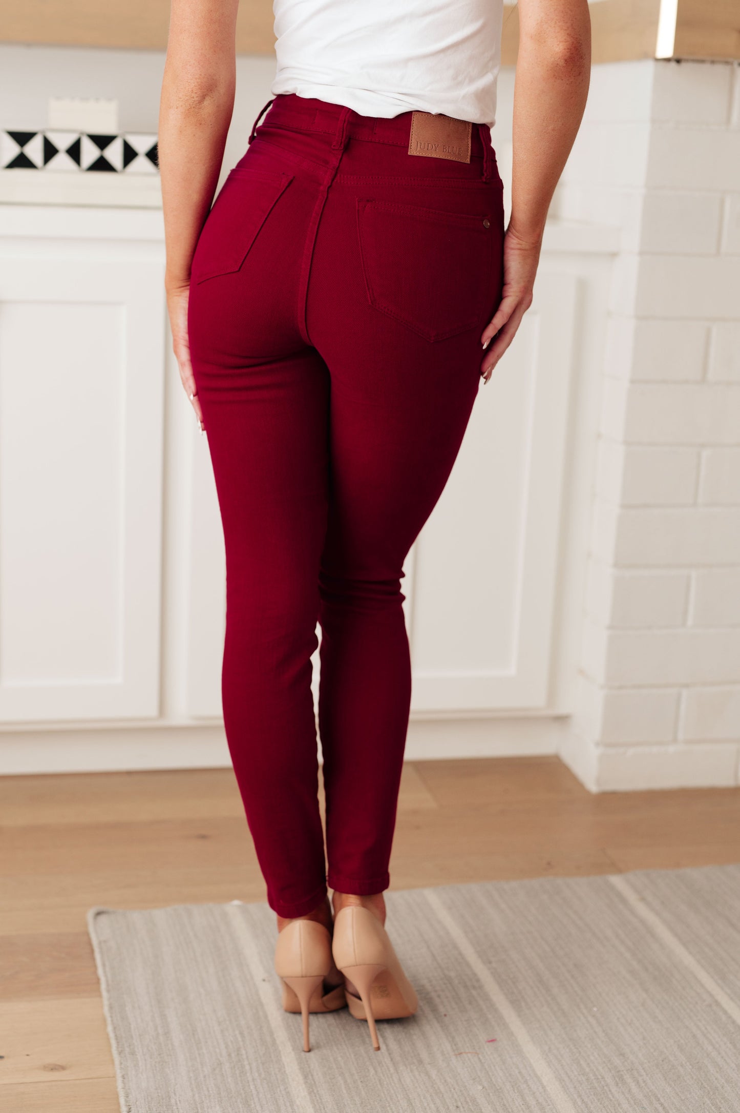 Wanda High Rise Control Top Skinny Jeans Scarlet - G Marie's Boutique 