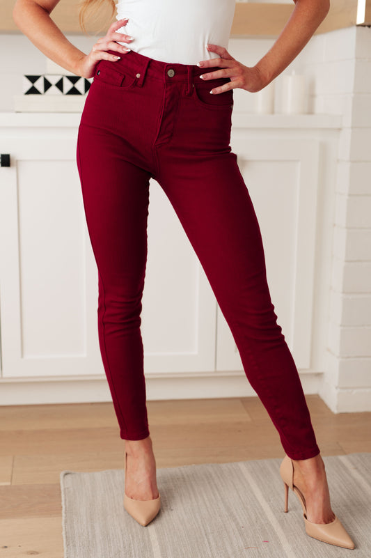 Wanda High Rise Control Top Skinny Jeans Scarlet - G Marie's Boutique 