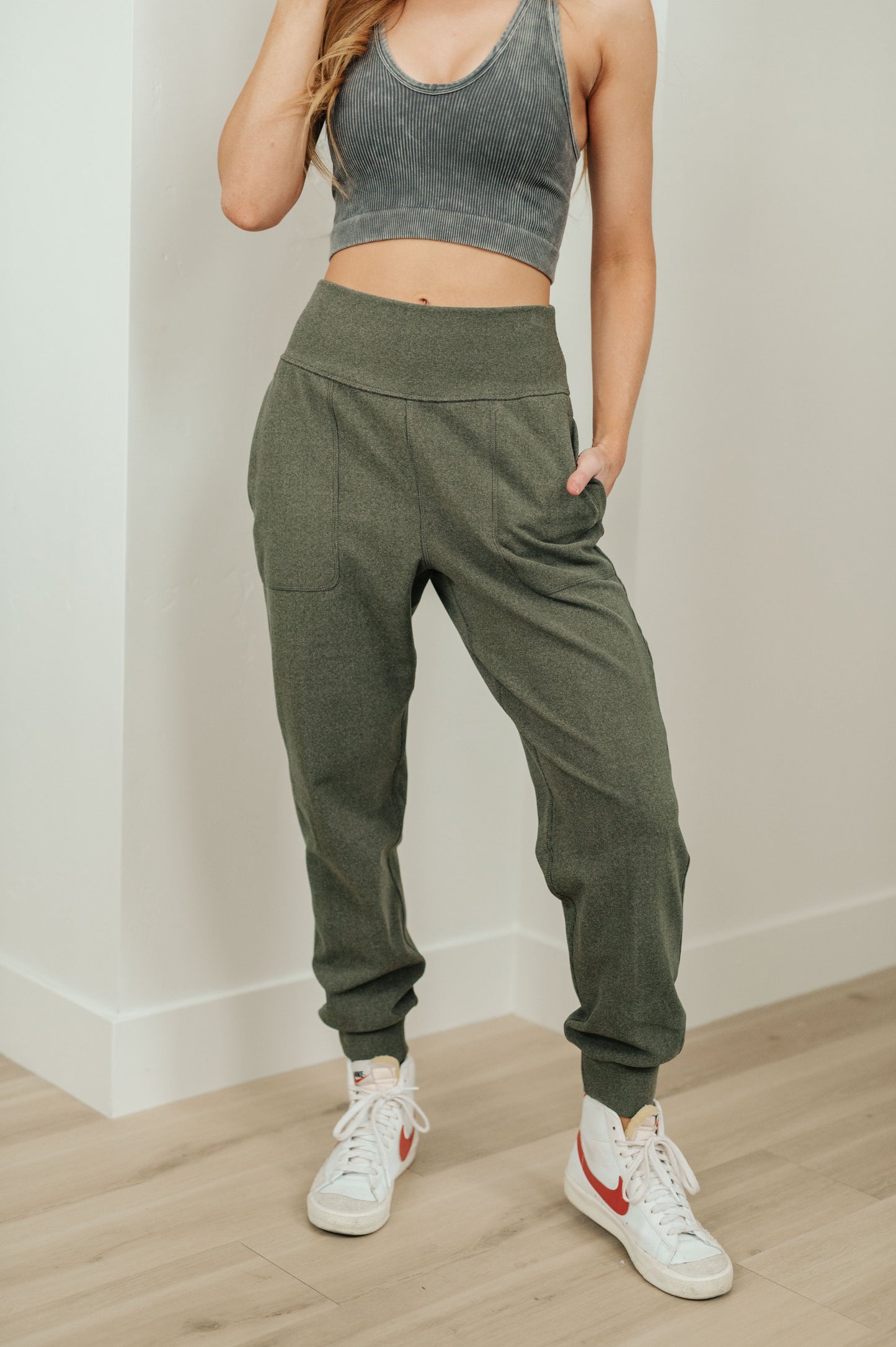 Where Are You High Rise Joggers in Olive - G Marie's Boutique 