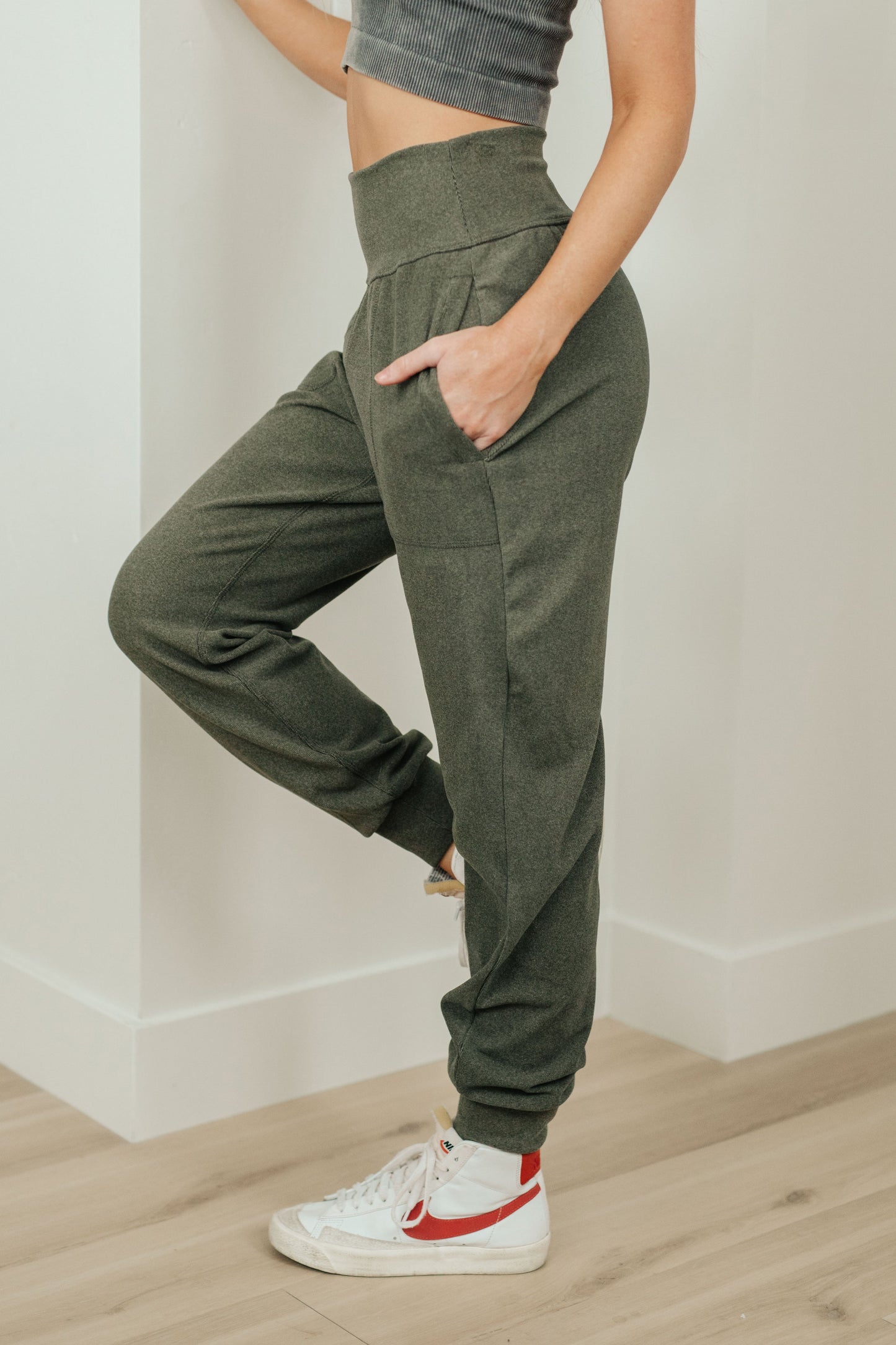 Where Are You High Rise Joggers in Olive - G Marie's Boutique 