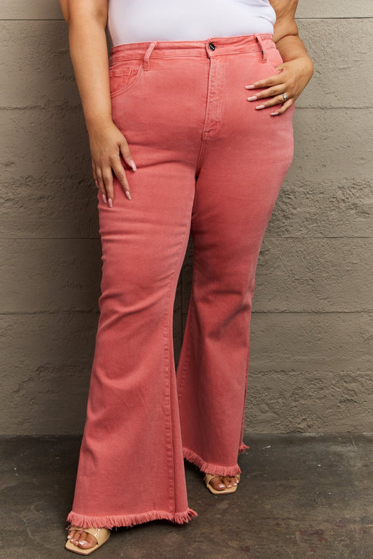 RISEN Bailey Full Size High Waist Side Slit Flare Jeans - G Marie's Boutique 