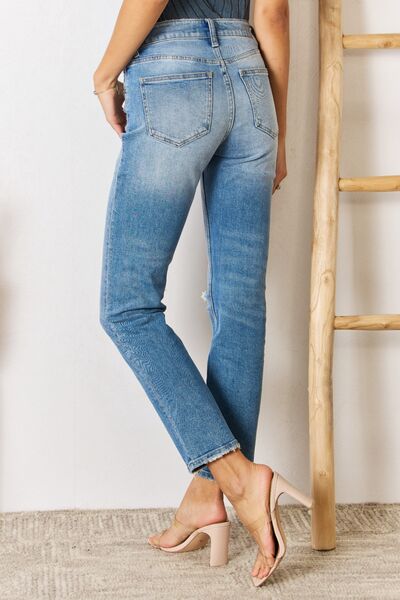 Kancan High Rise Distressed Slim Straight Jeans - G Marie's Boutique 