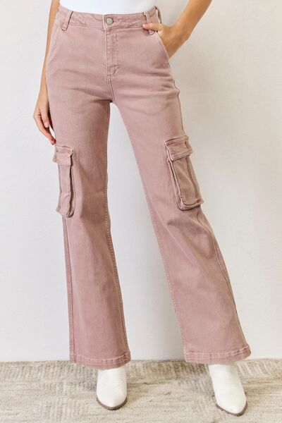 RISEN Full Size High Rise Cargo Wide Leg Jeans - G Marie's Boutique 