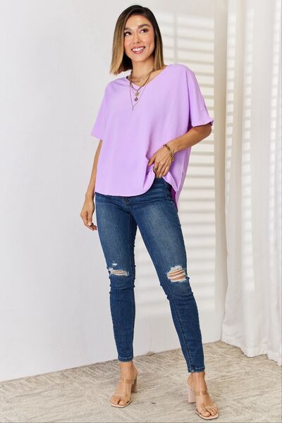 Zenana Texture Short Sleeve T-Shirt - G Marie's Boutique 