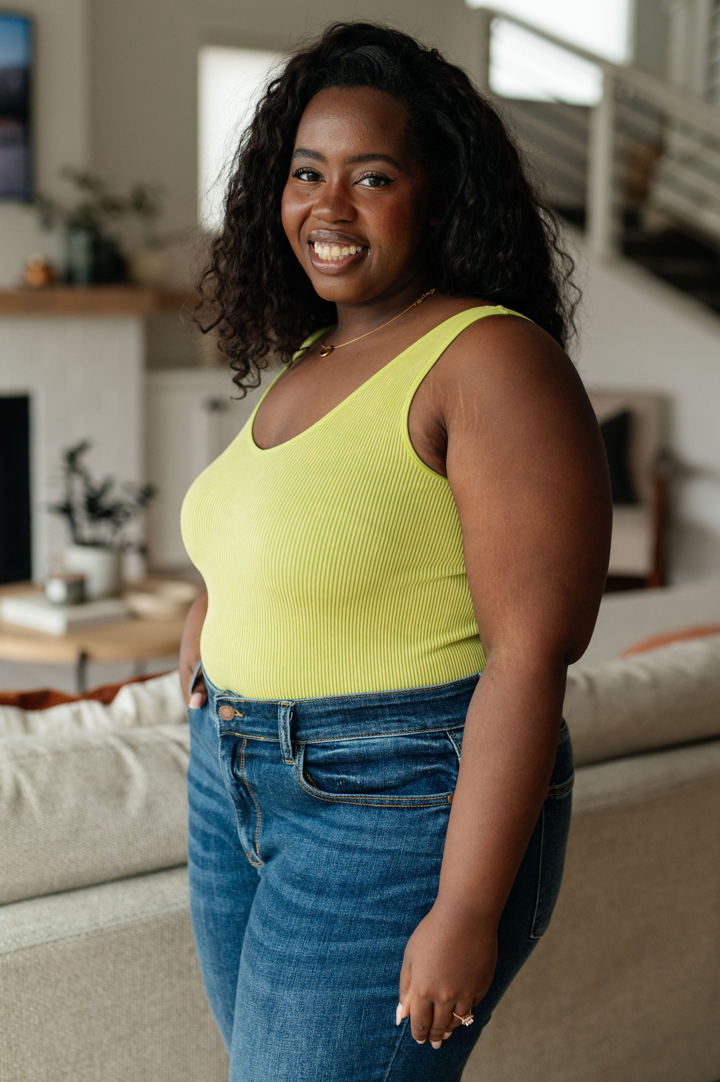 Fundamentals Ribbed Seamless Reversible Tank in Green - G Marie's Boutique 